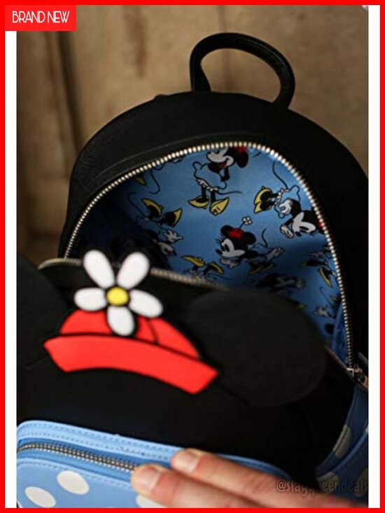 Loungefly Minnie Mouse Retro Polka Dot Backpack, Faux Leather Medium Daypack